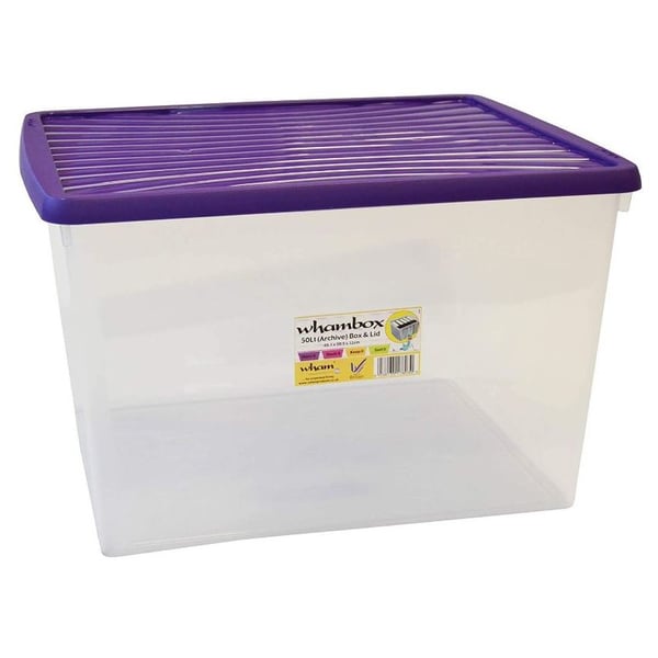 Wham Box & Lid Clear/Violet 50L