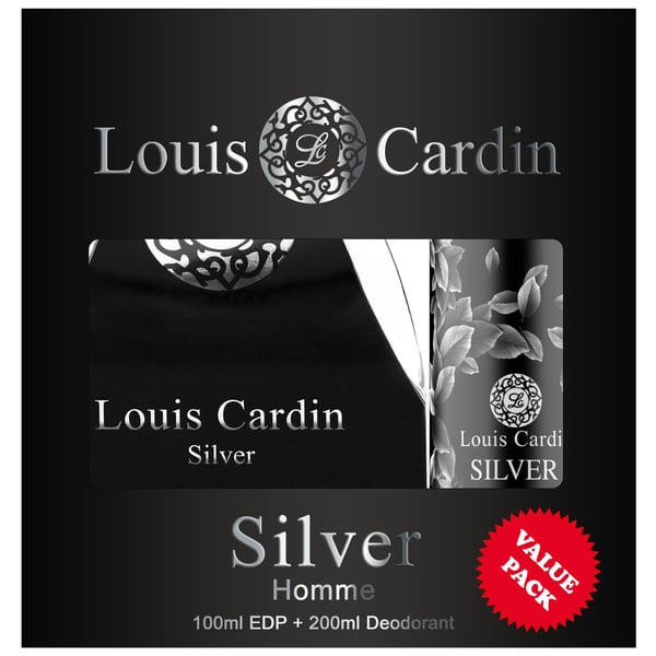 Louis Cardin Silver Gift Set For Men (Louis Cardin Silver 100ml EDP + Louis Cardin Silver 200ml Deodorant) Louis Cardin Silver Gift Set For Men (Louis Cardin Silver 100ml EDP + Louis Cardin Silver 200ml Deodorant)