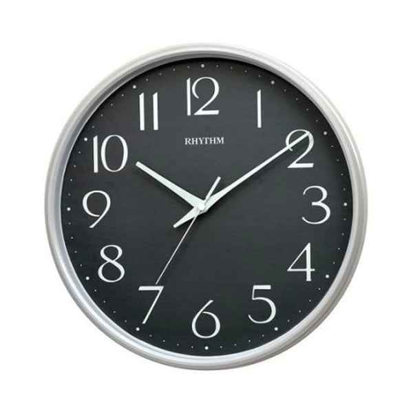 Rhythm Wall Clock,CMG589NR03 Analog Black Dial Silver Case price in Bahrain, Buy Rhythm Wall