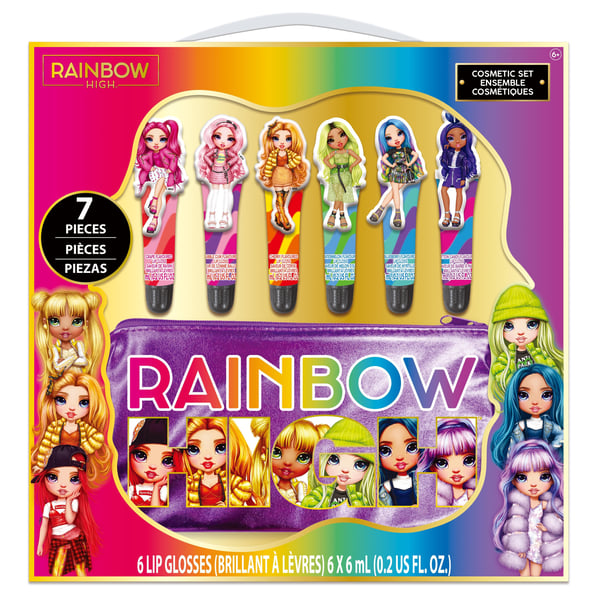 Rainbow High 6 Pack Lip Gloss Set With Bag -makeup Rainbow High 6 Pack Lip Gloss Set With Bag -makeup