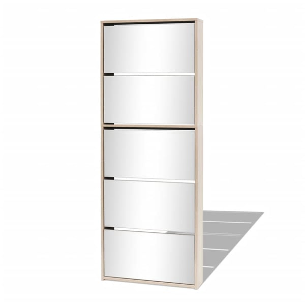 vidaXL Shoe Cabinet 5-Layer Mirror Oak 63x17x169.5 cm