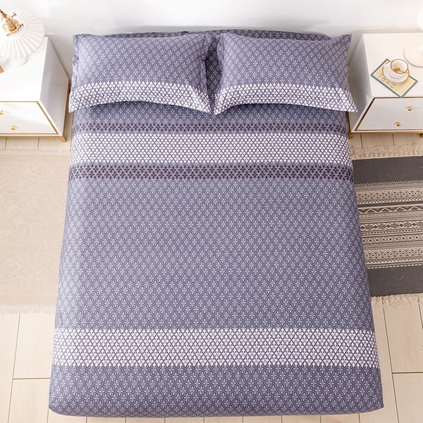 RISHAHOME 3- Piece Fitted Bedsheet Set Queen Size Mulled Wine (180x200+30 cm) 1802003MWI