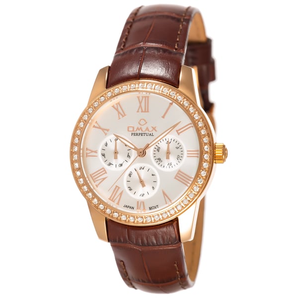 Omax PL10R65I Women's Multifunction Leather Watch