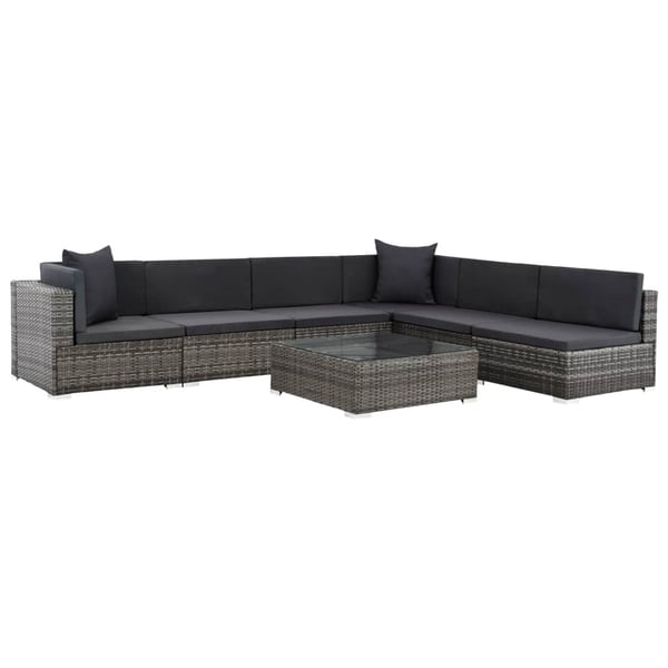 Vidaxl 7 Piece Garden Lounge Set With Cushions Poly Rattan Grey Vidaxl 7 Piece Garden Lounge Set With Cushions Poly Rattan Grey