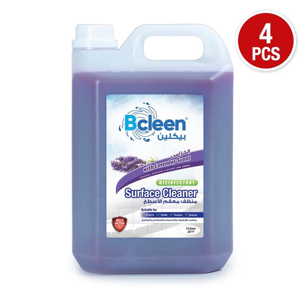 Bcleen Disinfectant Floor Cleaner Liquid Lavender 5 Litres (Pack of 4pcs)