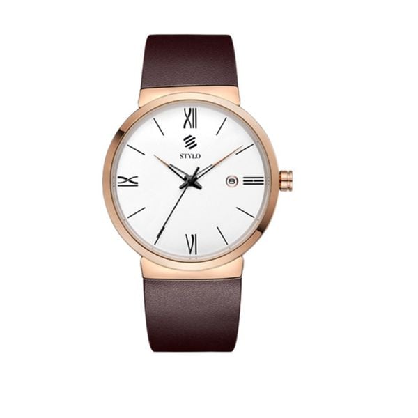 Stylo Brown Leather Analog Watch Men S9042-RLDW