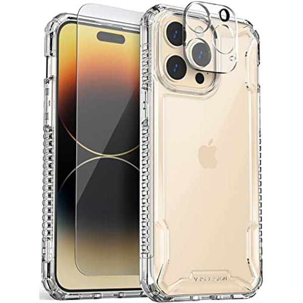 VRS Design Terra Guard Crystal designed for iPhone 14 Pro MAX case cover with Tempered Glass Screen Protector and Camera Lens Protector - Clear VRS Design Terra Guard Crystal designed for iPhone 14 Pro MAX case cover with Tempered Glass Screen Protector and Camera Lens Protector - Clear