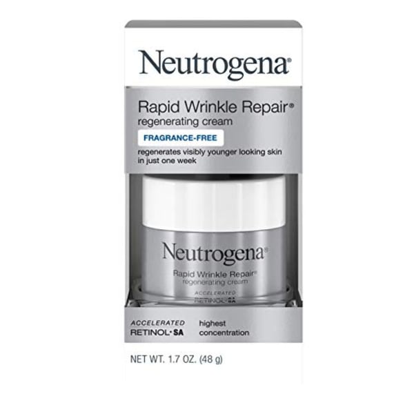 Neutrogena Rapid Wrinkle Repair Retinol Cream, Anti-Wrinkle Face And Neck Cream With Hyaluronic Acid Retinol, Fragrance-Free Moisturizer, .7 Oz
