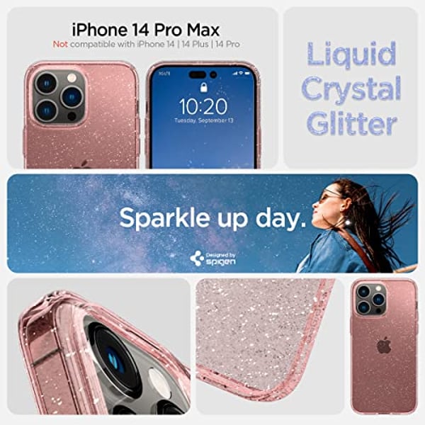Spigen Liquid Crystal Glitter designed for iPhone 14 Pro Max case cover - Rose Quartz
