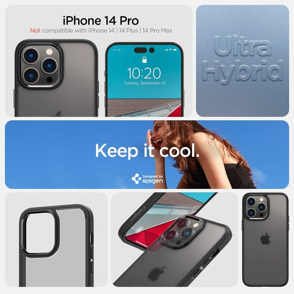 Spigen Ultra Hybrid designed for iPhone 14 Pro case cover - Frost Black Spigen Ultra Hybrid designed for iPhone 14 Pro case cover - Frost Black