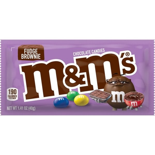 M&M's Fudge Brownie Singles Size Chocolate Candy, 1.41 Oz.