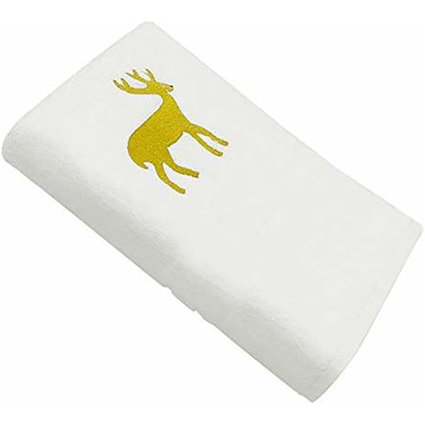 Personalized For You Cotton White Reindeer Embroidery Bath Towel 70*140 cm