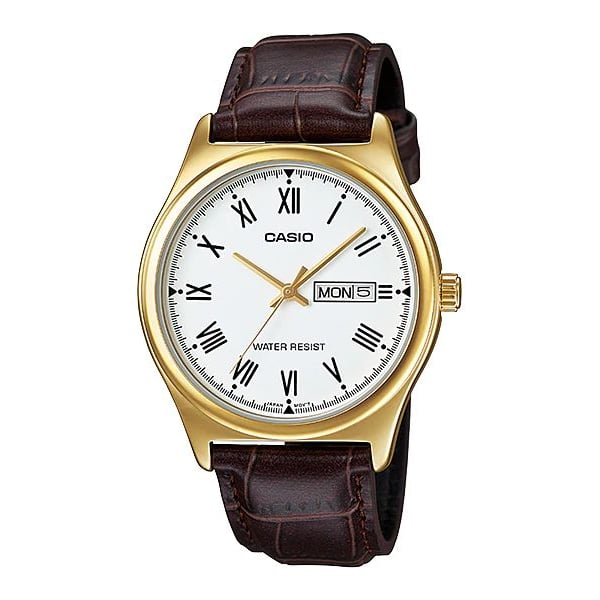 Casio Timepieces Brown Leather Men Watch MTP-V006GL-7BUDF Casio Timepieces Brown Leather Men Watch MTP-V006GL-7BUDF