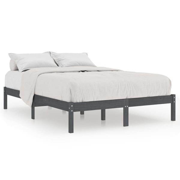 Vidaxl Bed Frame Grey Solid Wood Pine 200x200 Cm