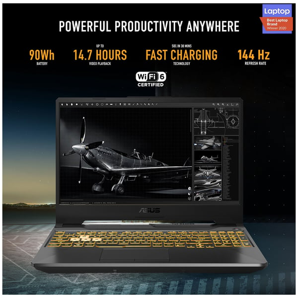 Asus TUF Gaming F15 FX506HM-HN002T Gaming Laptop – Core i7 2.3GHz 16GB 1TB 6GB Win10Home 15.6inch FHD Eclipse Grey NVIDIA GeForce RTX 3060