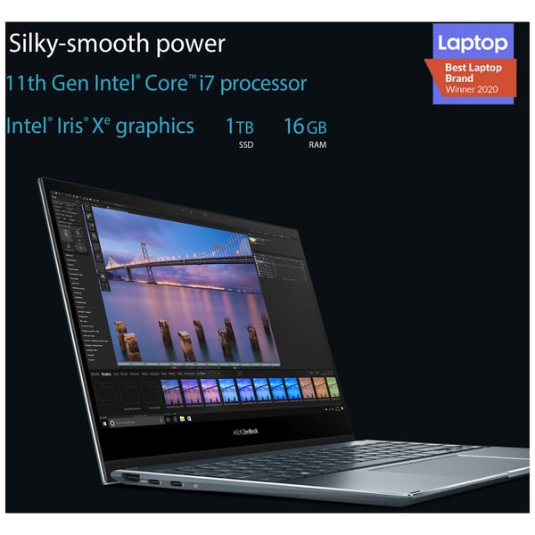 Asus ZenBook Flip 13 OLED UX363EA-OLED001T Laptop - Core i7 2.8GHz 16GB 1TB Shared Win10 13.3inch FHD Pine Grey English/Arabic Keyboard