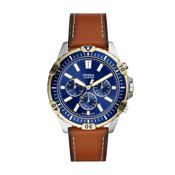 Fossil Garrett Men's Blue Dial Leather Analog Watch - Fs5625 Fossil Garrett Men's Blue Dial Leather Analog Watch - Fs5625
