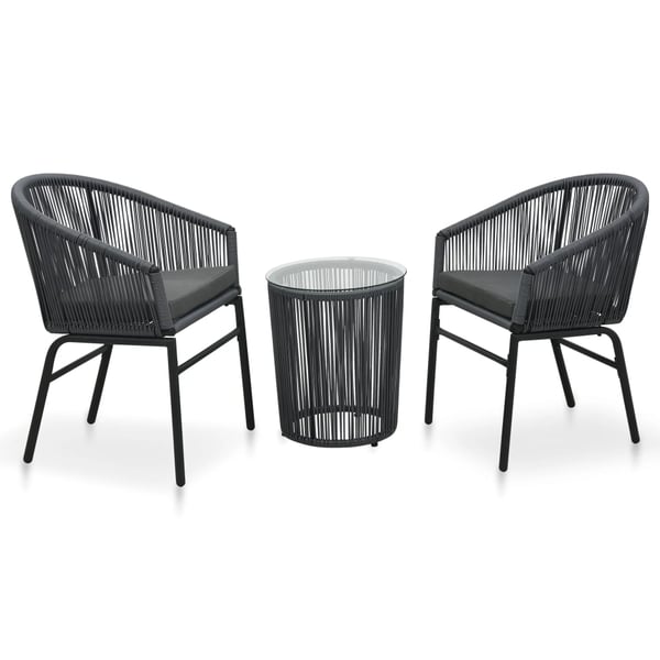 Vidaxl 3 Piece Bistro Set With Cushions Pvc Rattan Anthracite Vidaxl 3 Piece Bistro Set With Cushions Pvc Rattan Anthracite