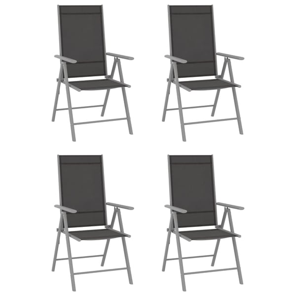 vidaXL Folding Garden Chairs 4 pcs Textilene Black vidaXL Folding Garden Chairs 4 pcs Textilene Black