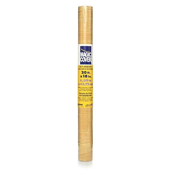 Magic Cover Self-Adhesive Vinyl Shelf And Drawer Liner, 18-Inches By 20-Feet, Golden Oak