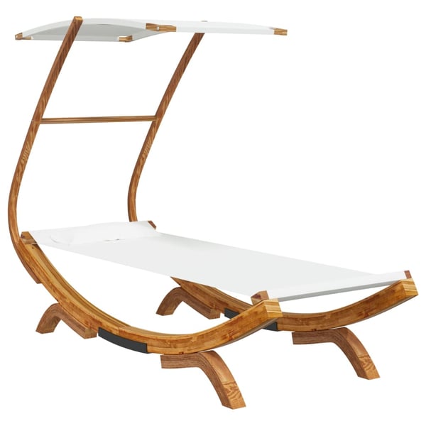 vidaXL Outdoor Lounge Bed with Canopy 100x190x134 cm Solid Bent Wood Cream vidaXL Outdoor Lounge Bed with Canopy 100x190x134 cm Solid Bent Wood Cream