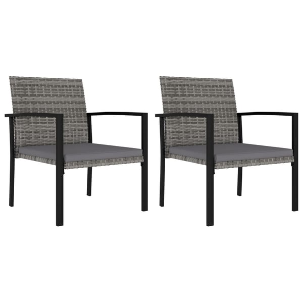 Vidaxl Garden Dining Chairs 2 Pcs Poly Rattan Grey