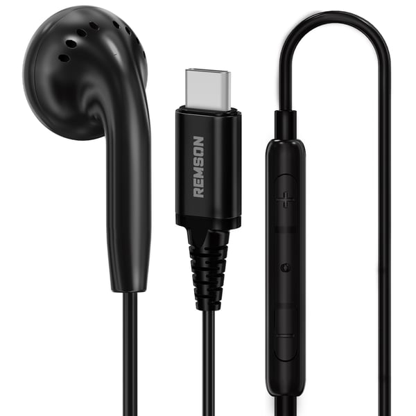 Remson Wired Mono Single USB-C Connector Headphone Black Remson Wired Mono Single USB-C Connector Headphone Black