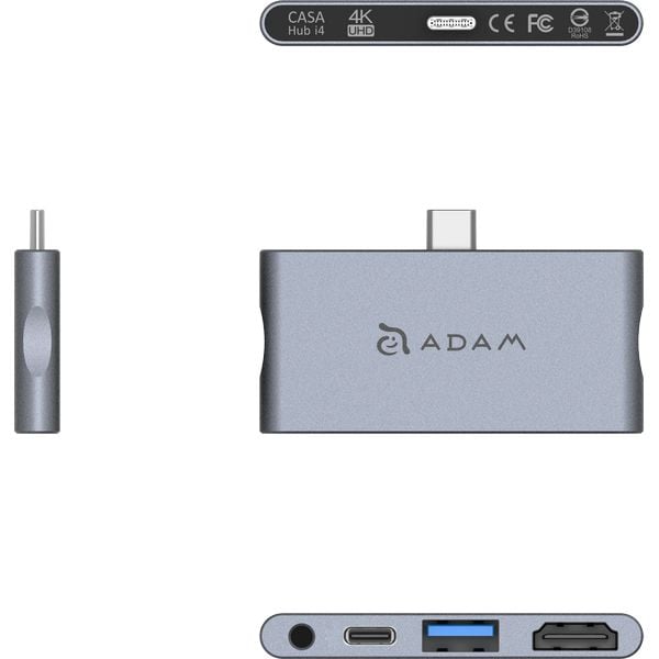 Adam Element AAPADHUBI4GY 4-in-1 USB Type C Hub Grey