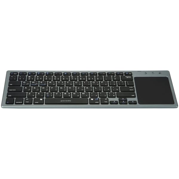Porodo Wireless Keyboard with Touch-Pad Ultra Slim Bluetooth Keyboard Grey