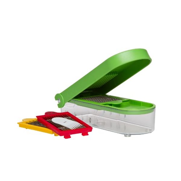 Progressive International Prepworks By Progressive Dice And Slice Chopper, 3 Interchangeable Blades, Veggie Chopper, Fruit Chopper, Onion Chopper, Non-Skid Base