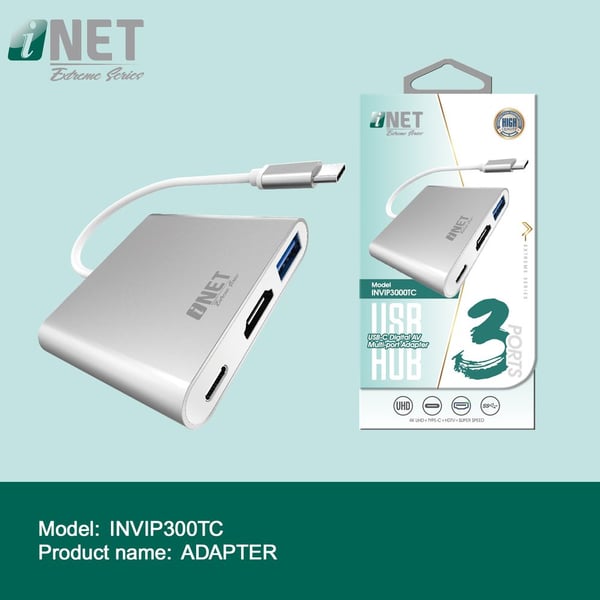 Inet INVIP3000TC 3 in 1 USB Type-C USB Hub