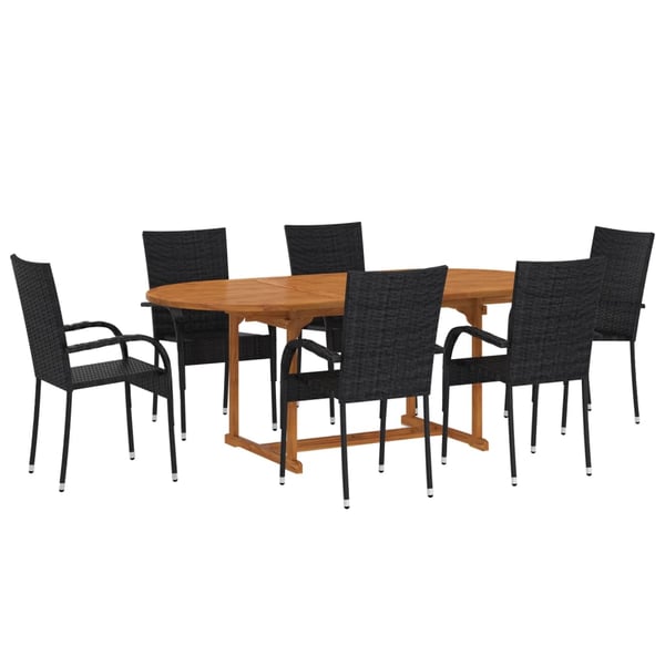 Buy Vidaxl 7 Piece Garden Dining Set Poly Rattan Black Online in UAE ...