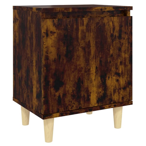 vidaXL Bed Cabinet with Solid Wood Legs Smoked Oak 40x30x50 cm vidaXL Bed Cabinet with Solid Wood Legs Smoked Oak 40x30x50 cm