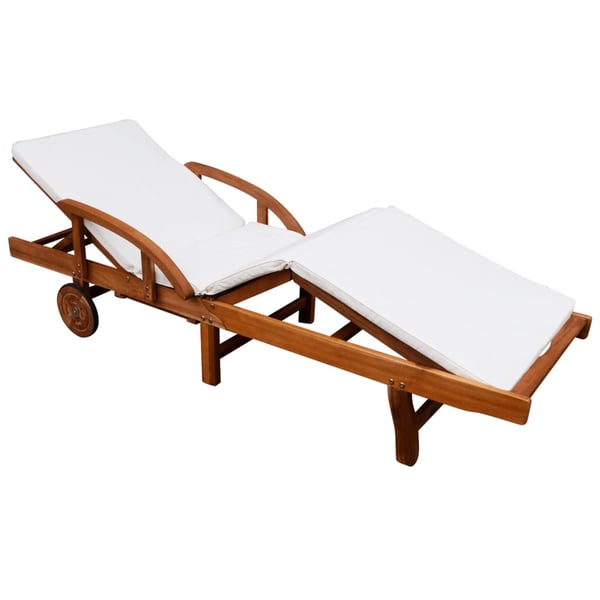 Vidaxl Sun Lounger With Cushion Solid Acacia Wood
