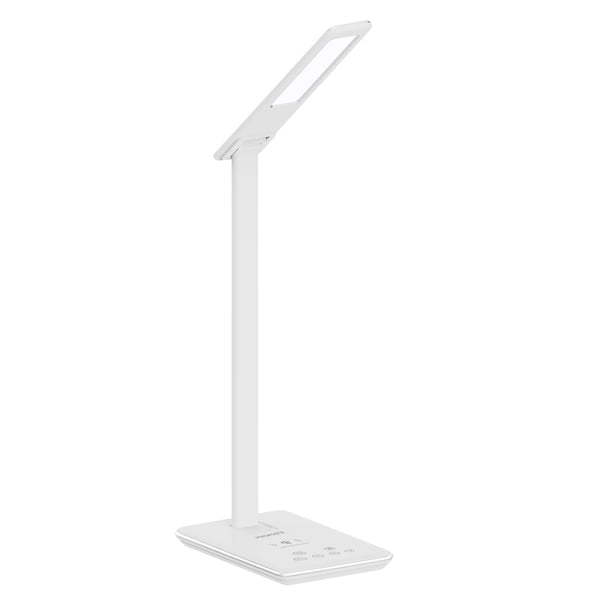 Promate Desk Lamp with Wireless Charger, Foldable 10W Qi Wireless Charging LED Desk Lamp AuraLight-1 White