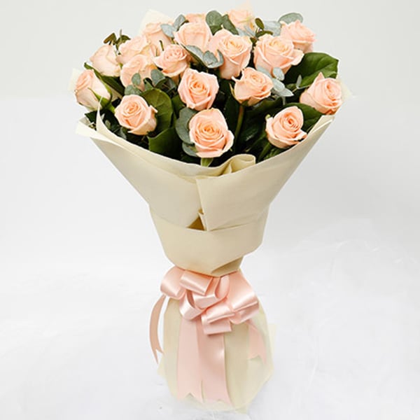 Peach Love 20 Roses Bouquet Peach Love 20 Roses Bouquet