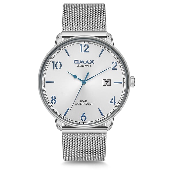 Omax Dome Series Silver Mesh Analog Watch For Men DCD003P66B