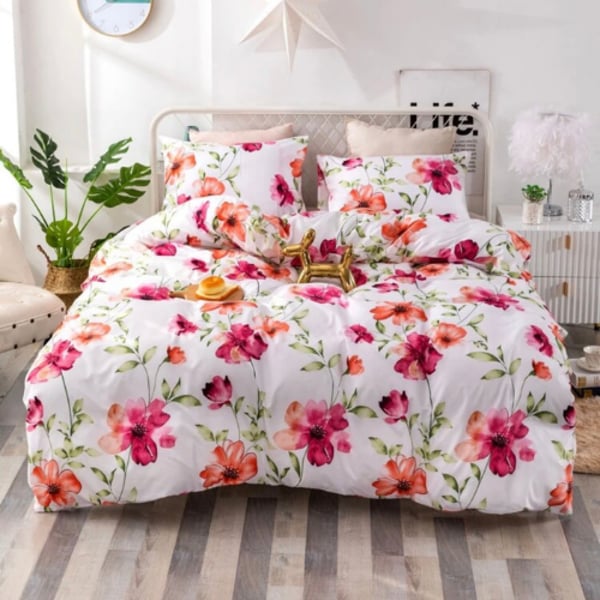 DEALS FOR LESS - Queen/Double Size, Duvet Cover, Bed Sheet Set of 6 Pieces, Pink Floral Design