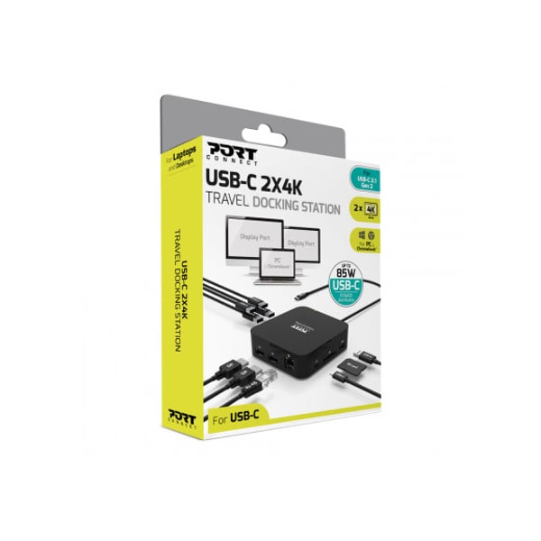 Port Design USC-C Docking Station 2X4K With Power cord Port Design USC-C Docking Station 2X4K With Power cord