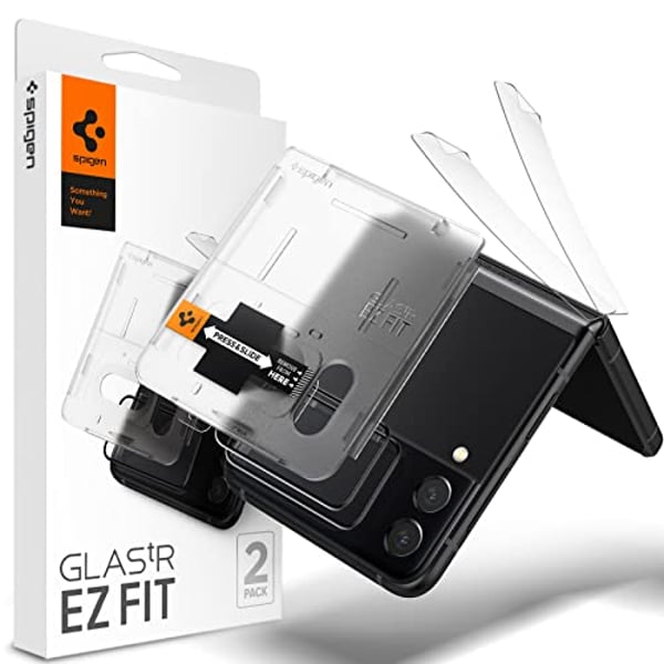 Spigen Glastr Ez-fit Designed For Samsung Galaxy Z Flip 4 Screen Protector Tempered Glass [outer Cover Screen] And [hinge Film] - 2 Pack