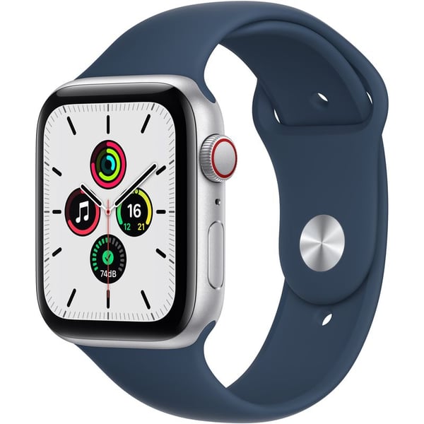 Apple Watch SE GPS+Cellular 44mm Silver Aluminium Case Abyss Blue Sport Band - Regular - Middle East Version