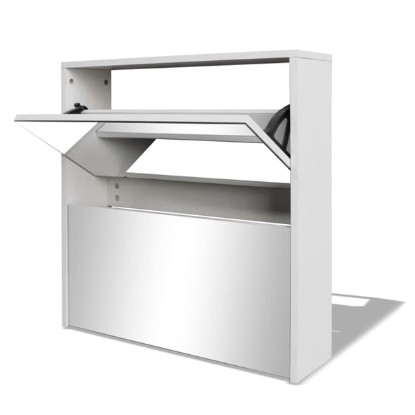 vidaXL Shoe Cabinet 2-Layer Mirror White 63x17x67 cm