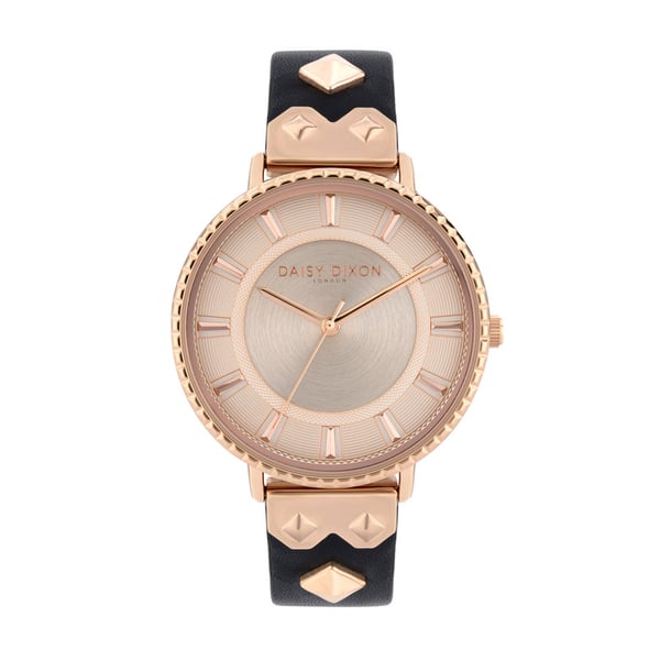 Daisy Dixon London Kendall #10 Women's Analogue Quartz Watch With Rose Gold Dial And Black Leather Strap - Dd107brg Daisy Dixon London Kendall #10 Women's Analogue Quartz Watch With Rose Gold Dial And Black Leather Strap - Dd107brg