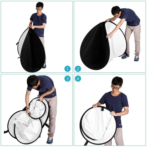 Coopic 5ft X 6.5ft/150cm X 200cm Backdrop Double Sided Twist Pop Out Muslin Background Panel With Carrying Case For Photography Studio Video Shooting(black/white)
