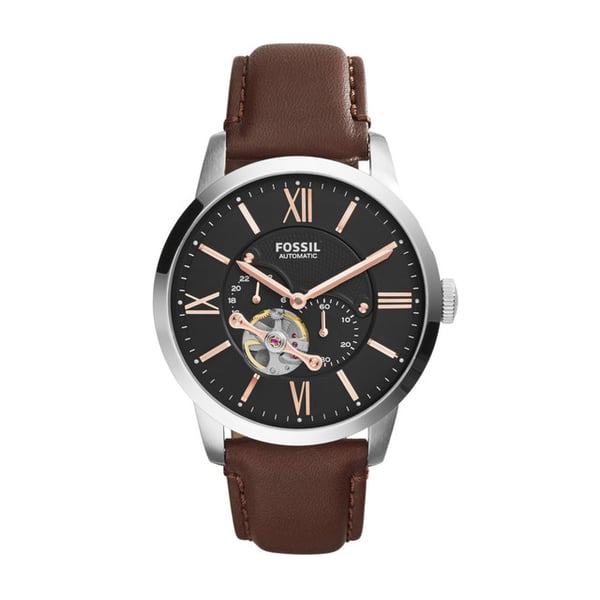 Fossil Townsman Men's Black Dial Leather Band Automatic Watch - Me3061