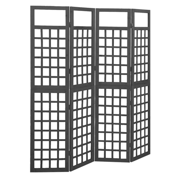 Vidaxl 4-panel Room Divider/trellis Solid Fir Wood Black 161x180 Cm