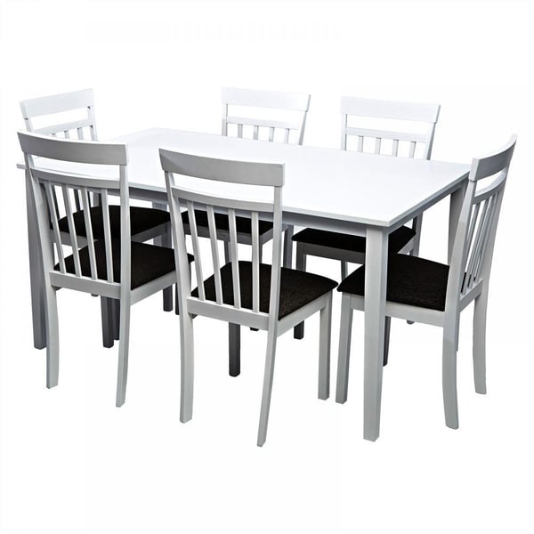 Karnak Solid Wood Dining Table, 6 Seater - White