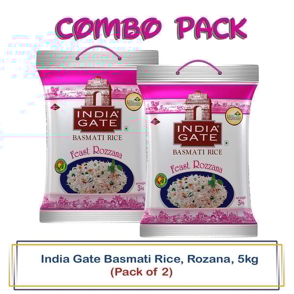 India Gate Basmati Rice, Rozana, 5kg (Pack of 2)