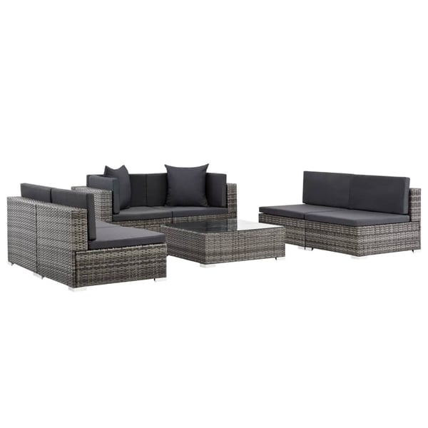 Vidaxl 7 Piece Garden Lounge Set With Cushions Poly Rattan Grey