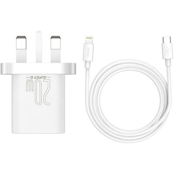 Buy Baseus Wall Charger + TypeC To Lightning Cable 1m White Online in